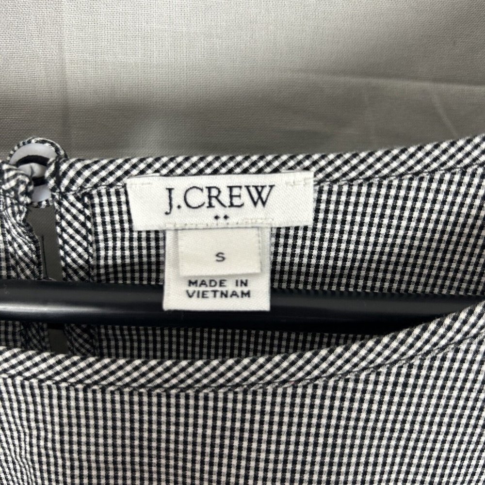 J Crew Women’s Long Sleeve Shirt Size Small Checkered Black White Blouse Flare - Picture 2 of 7